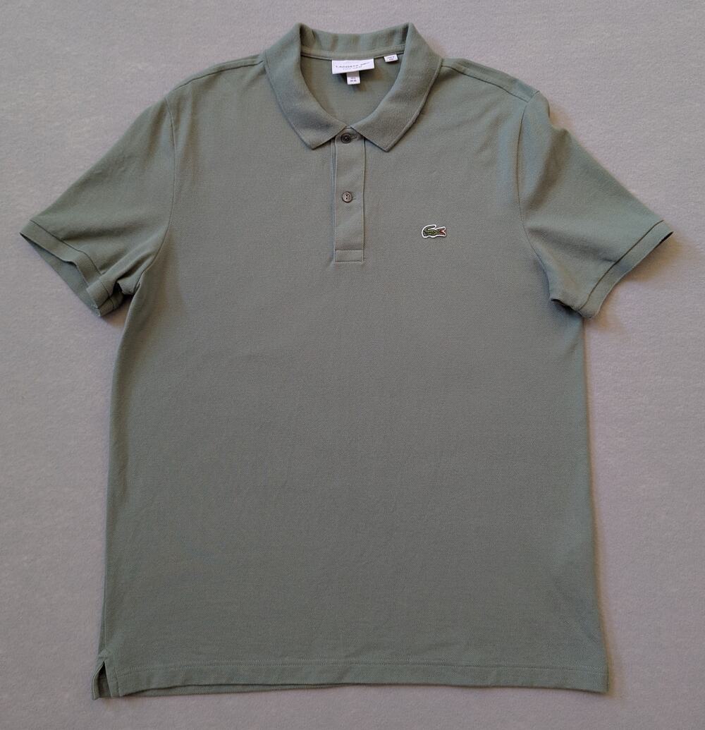Lacoste Men’s Slim Fit Polo Shirt Sage Green Size 6 XL Peru Cotton